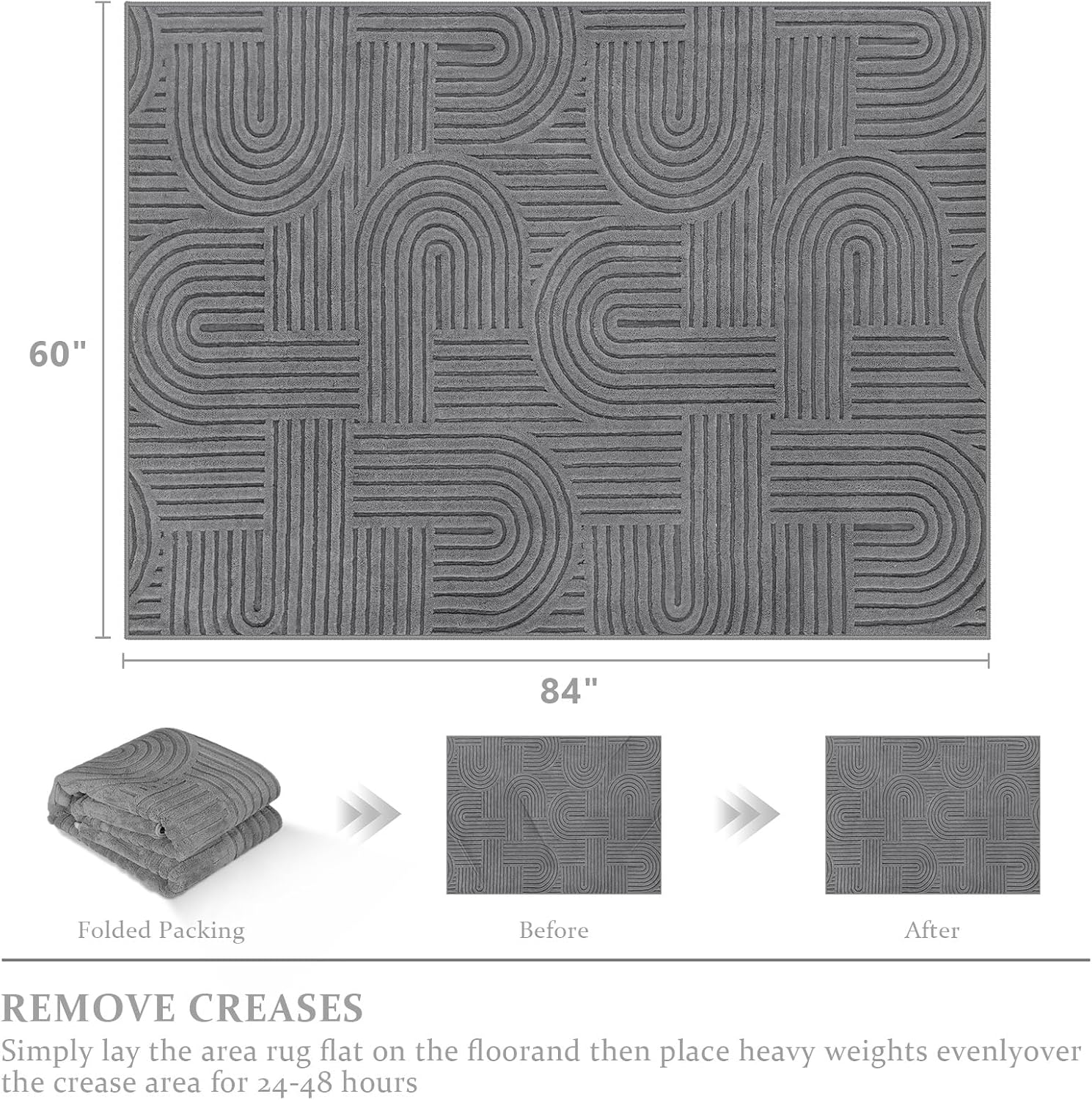 Grey Geometric Washable Rug - Rugsco.ca