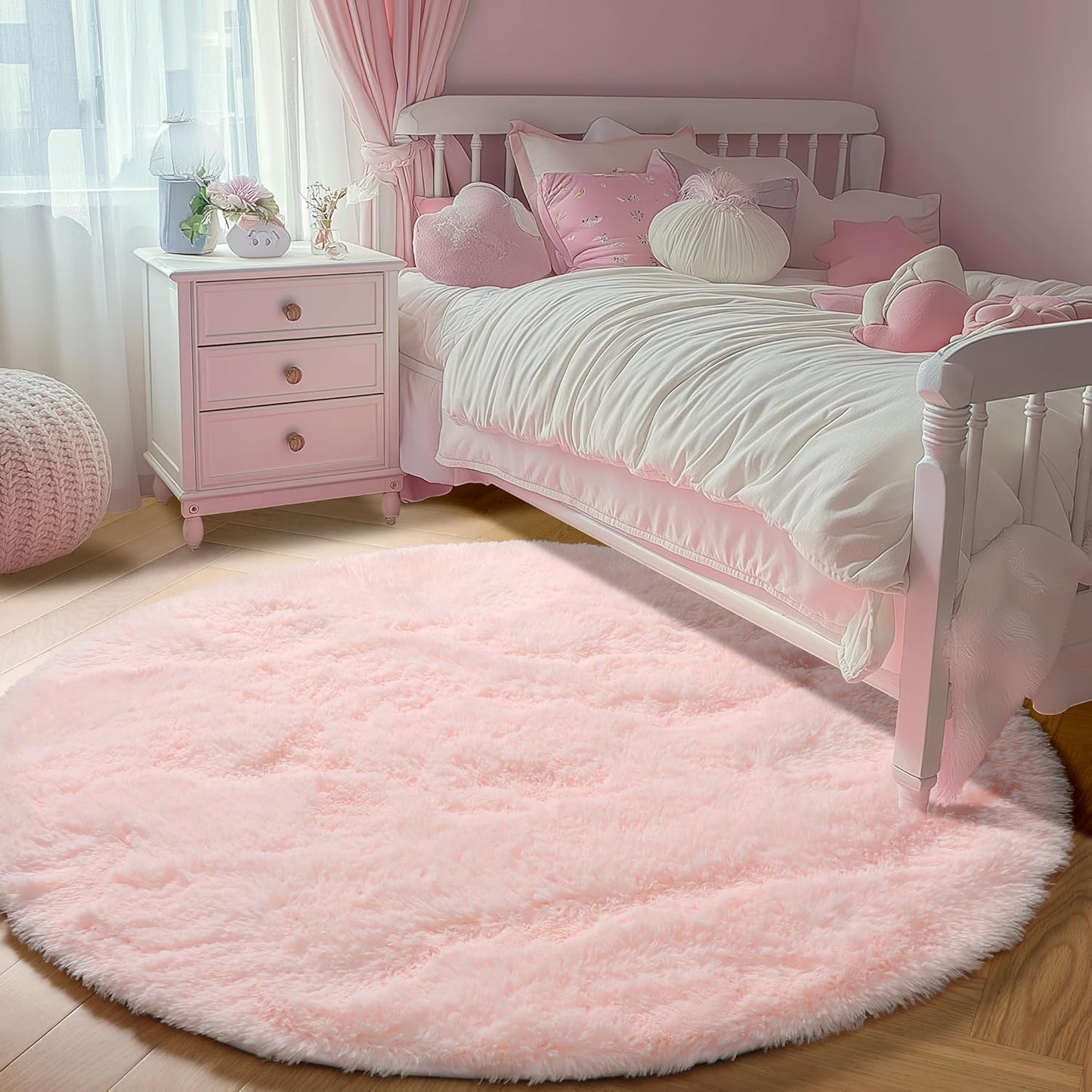 Round Fluffy Rugs Living Room & Bedroom Rug & Kids Room - rgc-00190