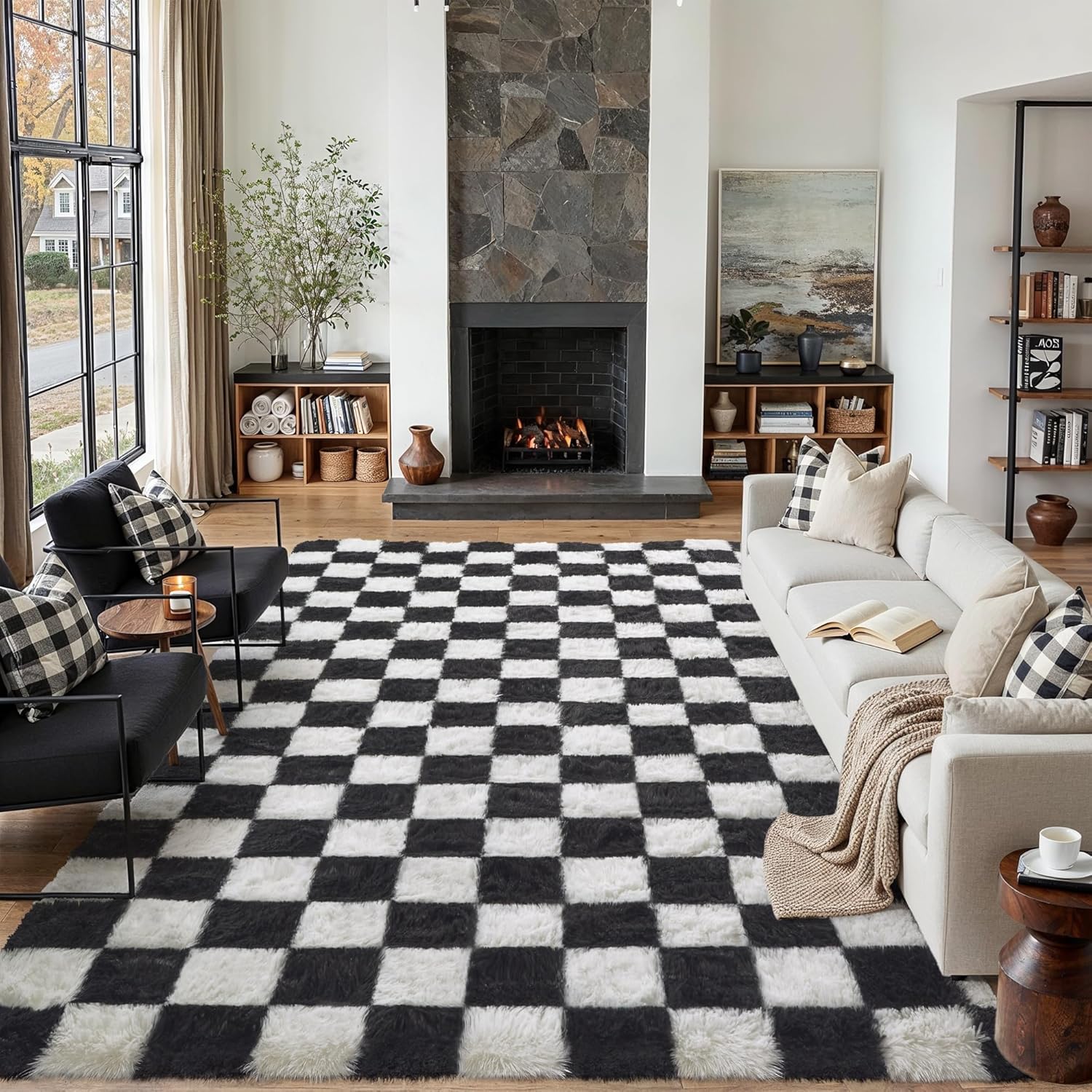 Checkerd Shag Rug