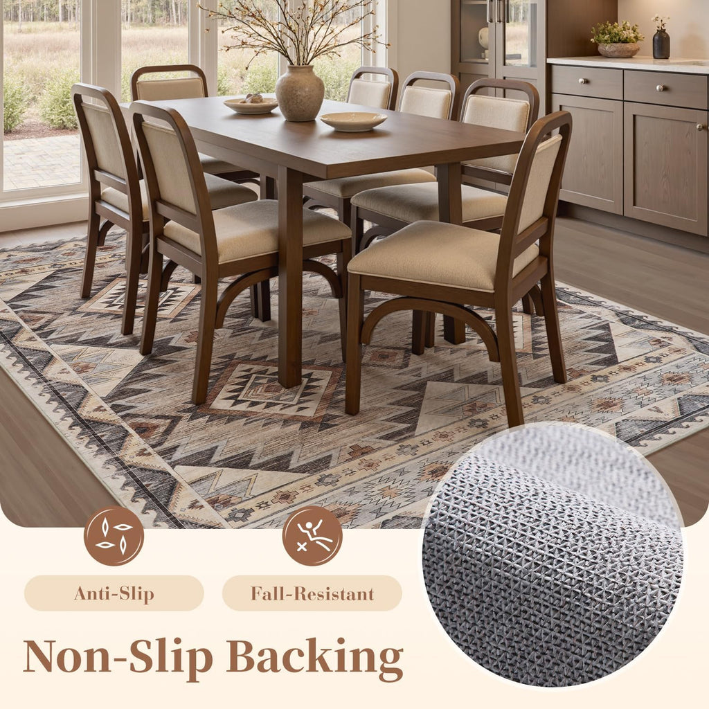 Brown Moroccan Boho Washable Rug - Rugsco.ca