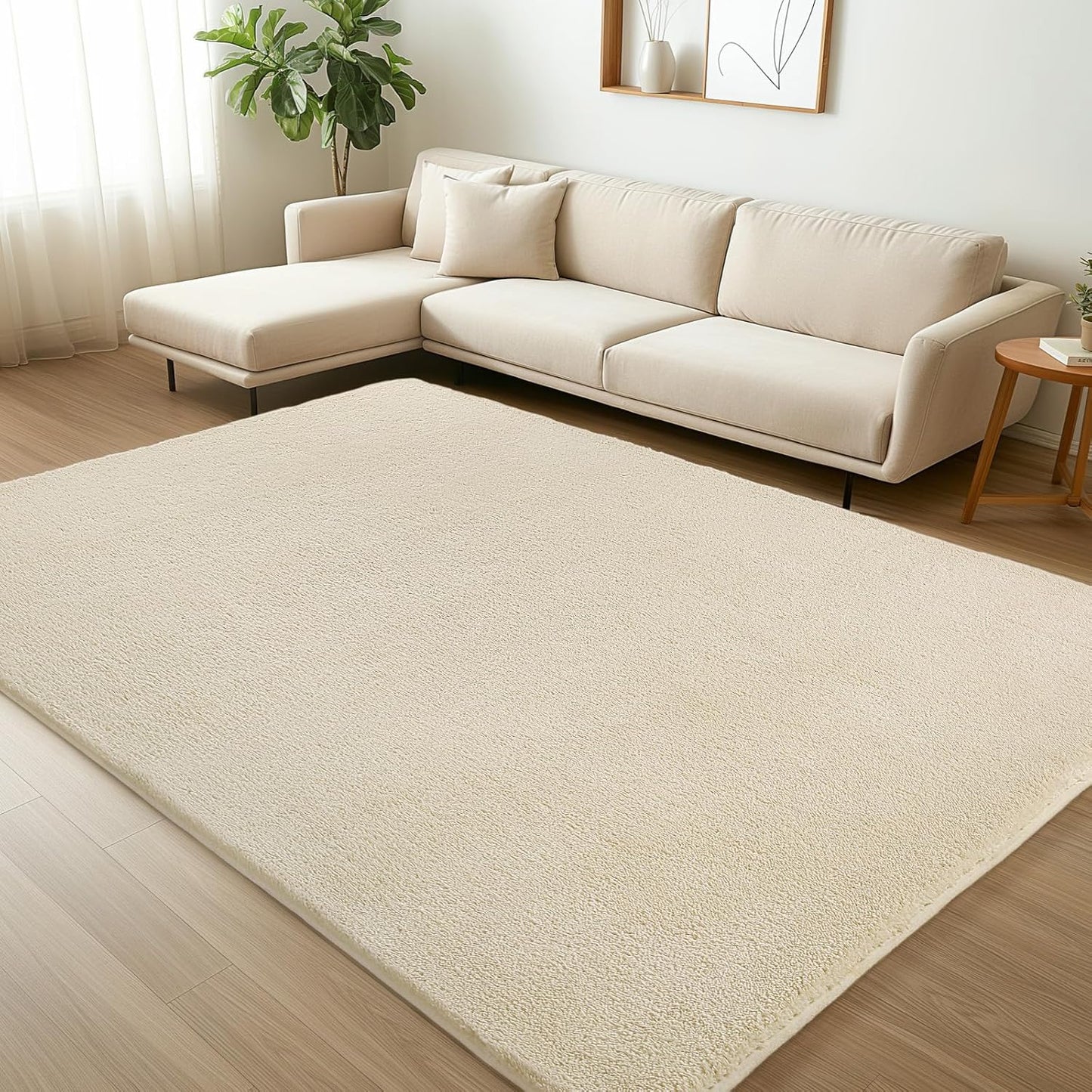 Shag Rug Extra Large Soft Fluffy Washable Area Rug Beige Cream