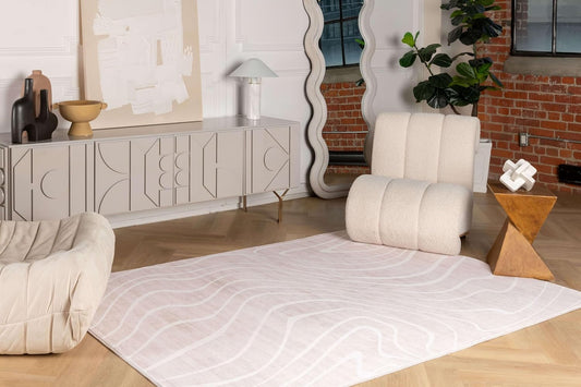 Modern Beige Cream Rug Boho Modern  Living Room Kitchen and Bedroom