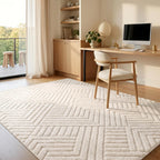 Beige Stripe Washable Rug - Rugsco.ca