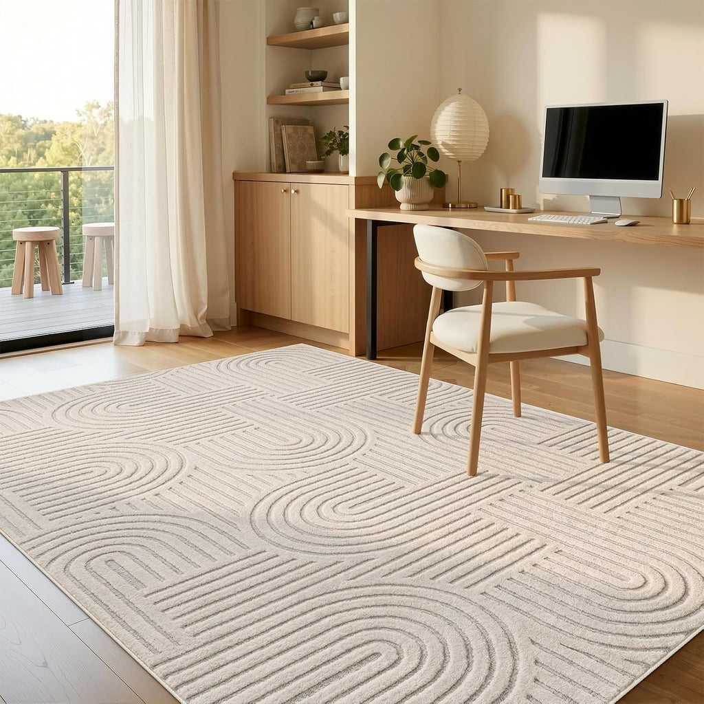 Beige Arch Washable Rug - Rugsco.ca