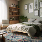 Modern Abstract Rug Blue Boho Modern  Living Room Kitchen and Bedroom