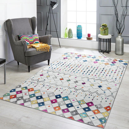 Modern Washable Rug Boho Inspired Non-Slip Multicolor Area Rug Carpet