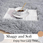Oval Fluffy Rug Grey Plain 3x9