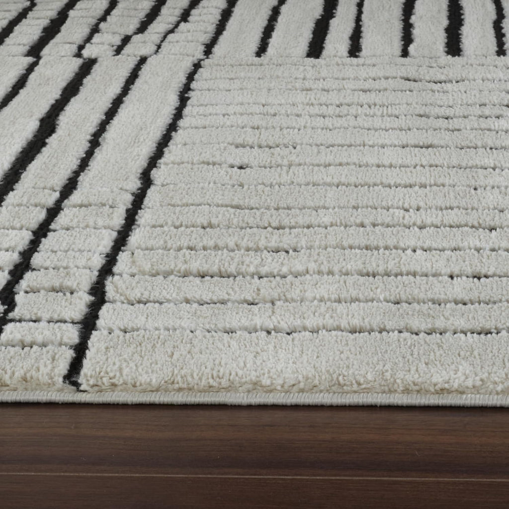 Boho Rug 4x6 High Quality Geometric White and Black Area Rug