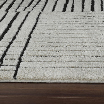Boho Rug 4x6 High Quality Geometric White and Black Area Rug