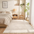 Beige Stripe Washable Rug - Rugsco.ca
