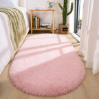 Oval Fluffy Rug Pink 3x7