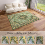 Turkish Rug Green Living Room Kitchen and Bedroom
