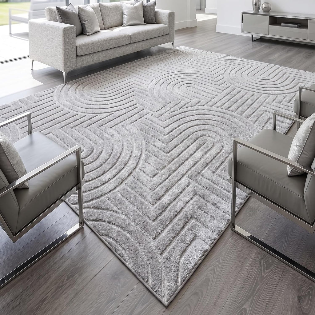 Velvet Grey Circles Washable Rug - Rugsco.ca