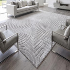 Velvet Grey Circles Washable Rug - Rugsco.ca