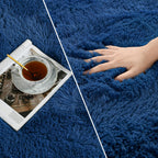 Navy Blue Shag Rug Plain, Shiny, Cozy, Soft Rug - rgc008