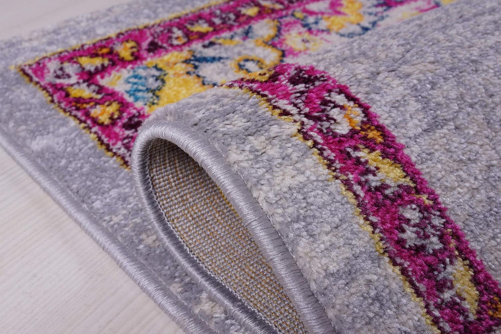Joy Rug Collection Area Rug 5x7 Oriental Patterned Grey Pink  Area Carpet