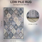 Turkish Blue grey Rug Non Slip Modern  Living Room Kitchen and Bedroom