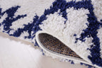 Shag Rug Boho 4x6 White and Blue Area Carpet