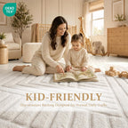 Beige Stripe Washable Rug - Rugsco.ca