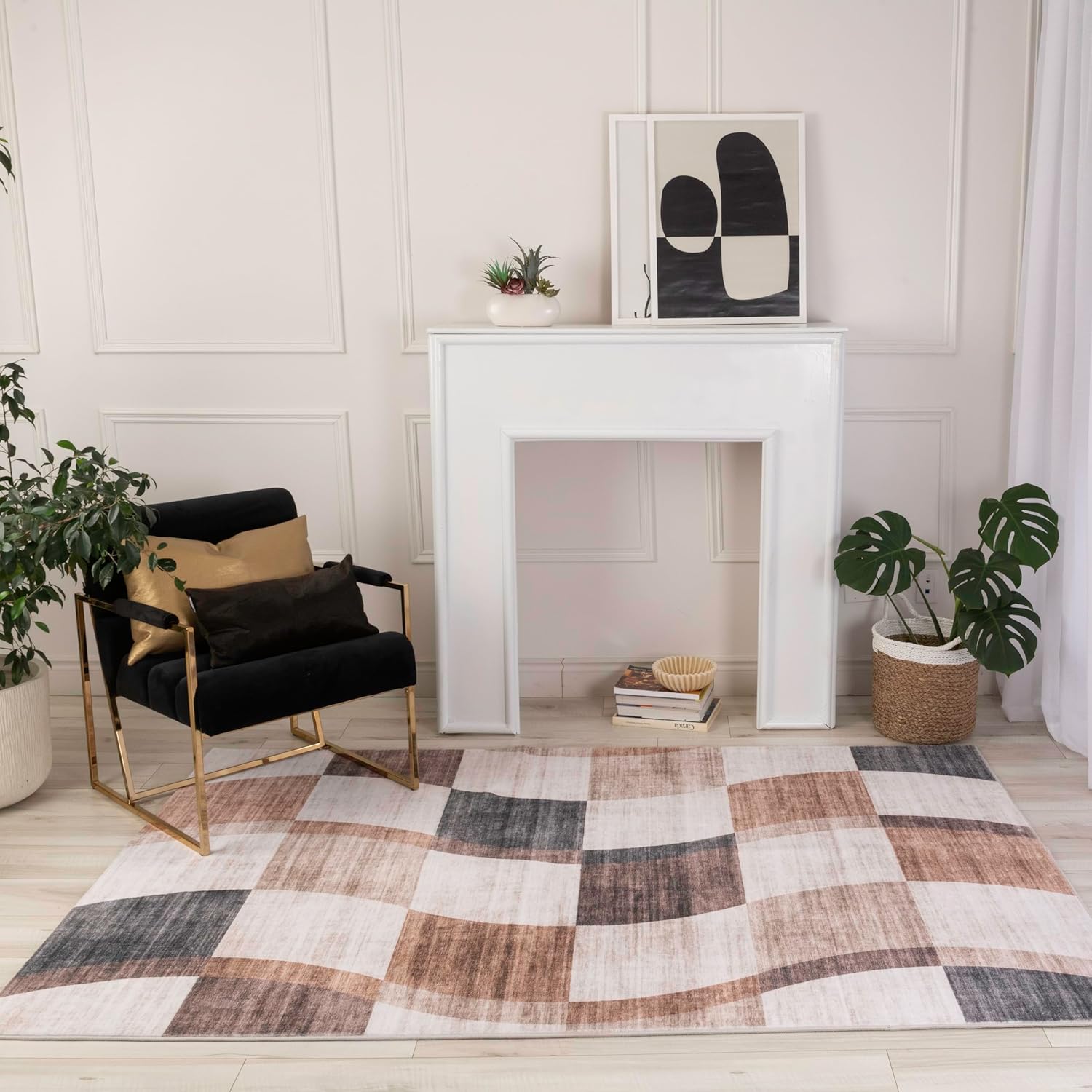 Modern Abstract Area Rug Boho Modern  Living Room Kitchen and Bedroom