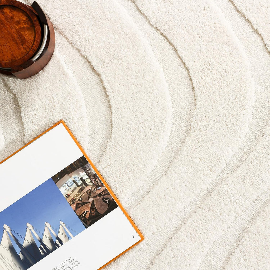Pearl Cream Waves Washable Rug - Rugsco.ca