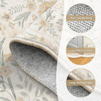 Beige Scalloped Floral Washable Rug - Rugsco.ca
