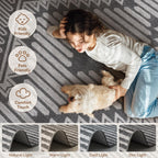 Grey Tufted Boho Geometric Washable Rug - Rugsco.ca