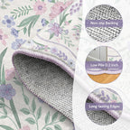 Purple Scalloped Floral Washable Rug - Rugsco.ca