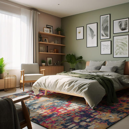 Modern Rug Grey  Abstract Non Slip Modern  Living Room Kitchen and Bedroom