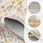 Green Scalloped Floral Washable Rug - Rugsco.ca