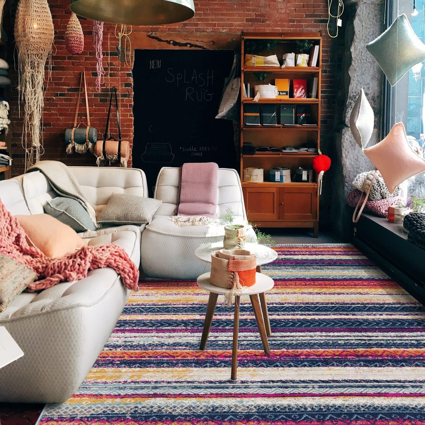 Modern Abstract Rug Orange Modern  Living Room Kitchen and Bedroom