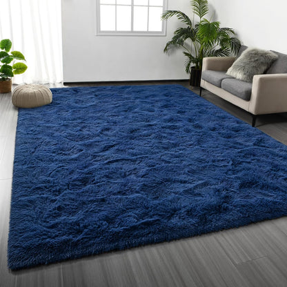 Area Rug Navy Blue Shag