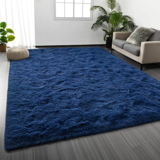 Area Rug Navy Blue Shag