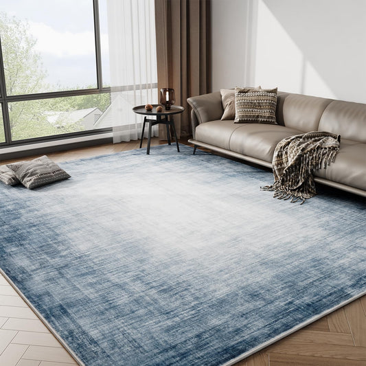 Modern Rug Blue  Abstract Non Slip Modern  Living Room Kitchen and Bedroom