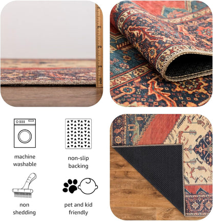Turkish Rug Red Yellow Boho Living Room  Kitchen and Bedroom