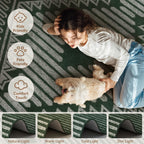 Green Tufted Boho Geometric Washable Rug - Rugsco.ca