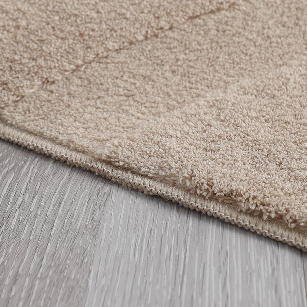 High Low Faux Fur Shag Rug Beige Boho Wavy Pattern Living Room & Bedroom Rug - 