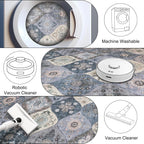 Turkish Blue grey Rug Non Slip Modern  Living Room Kitchen and Bedroom
