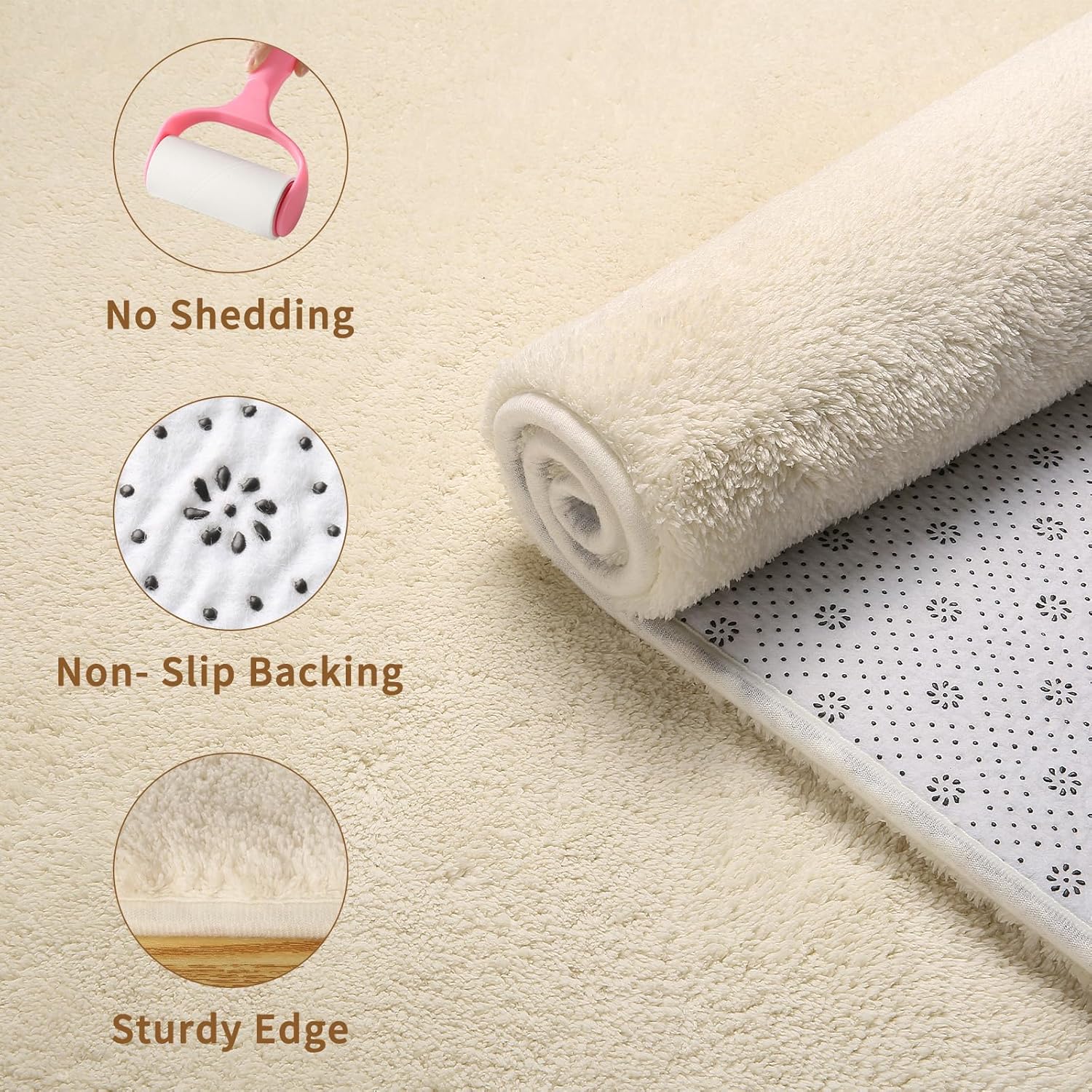 Shag Rug Extra Large Soft Fluffy Washable Area Rug Beige Cream