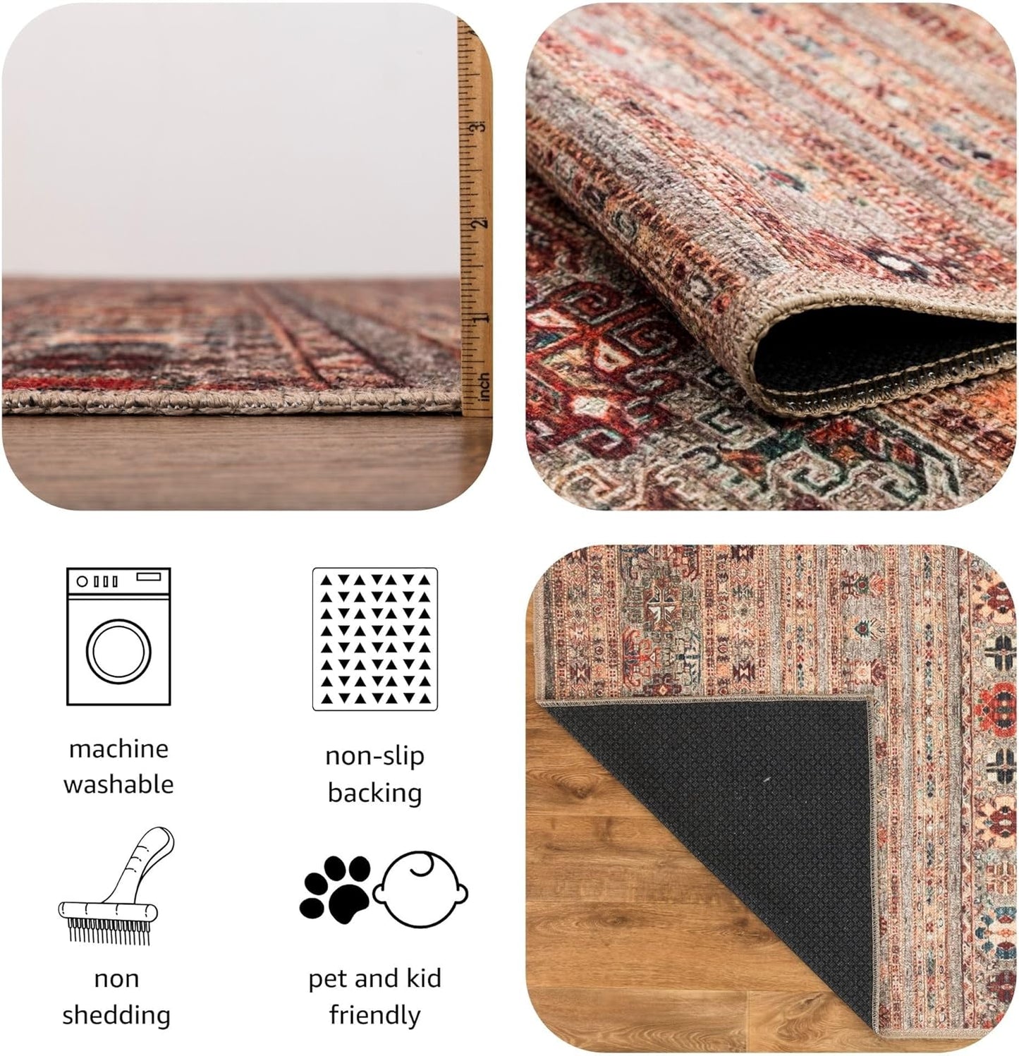 Turkish Rug Beige Brown Boho Living Room  Kitchen and Bedroom
