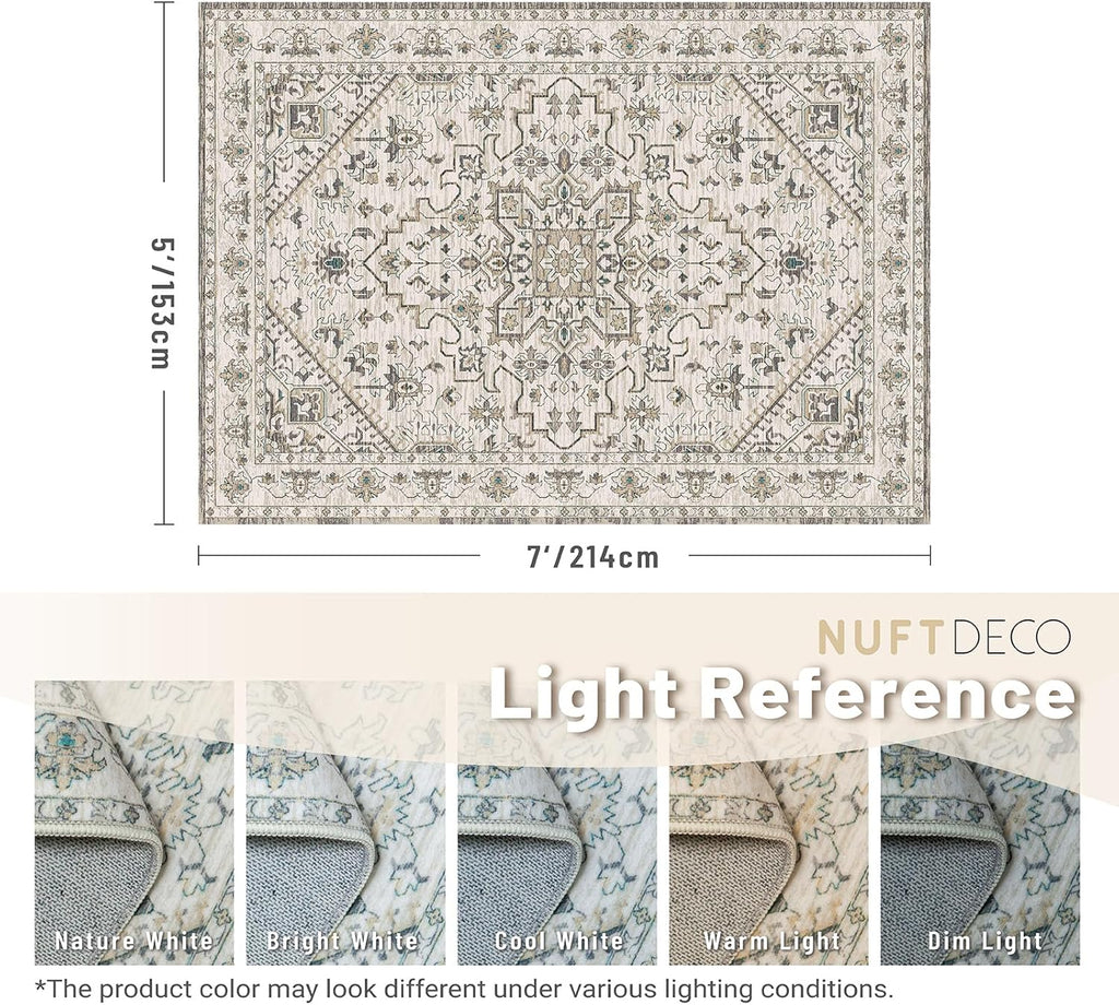 Boho Rug Beige Brown Non Slip Modern  Living Room Kitchen and Bedroom