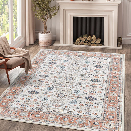 Vintage Orange Rug Living Room  Kitchen and Bedroom