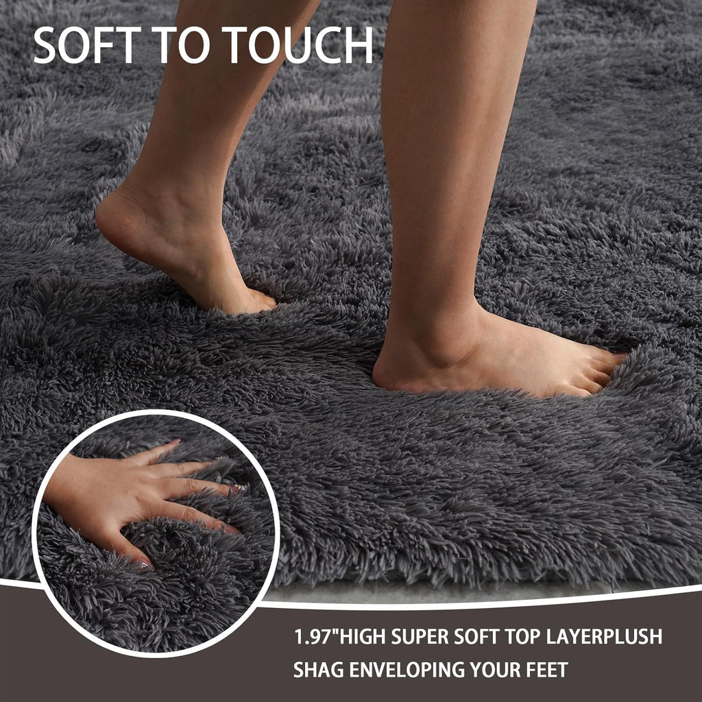 Shag Rug Extra Large Soft Fluffy Washable Area Rug Black