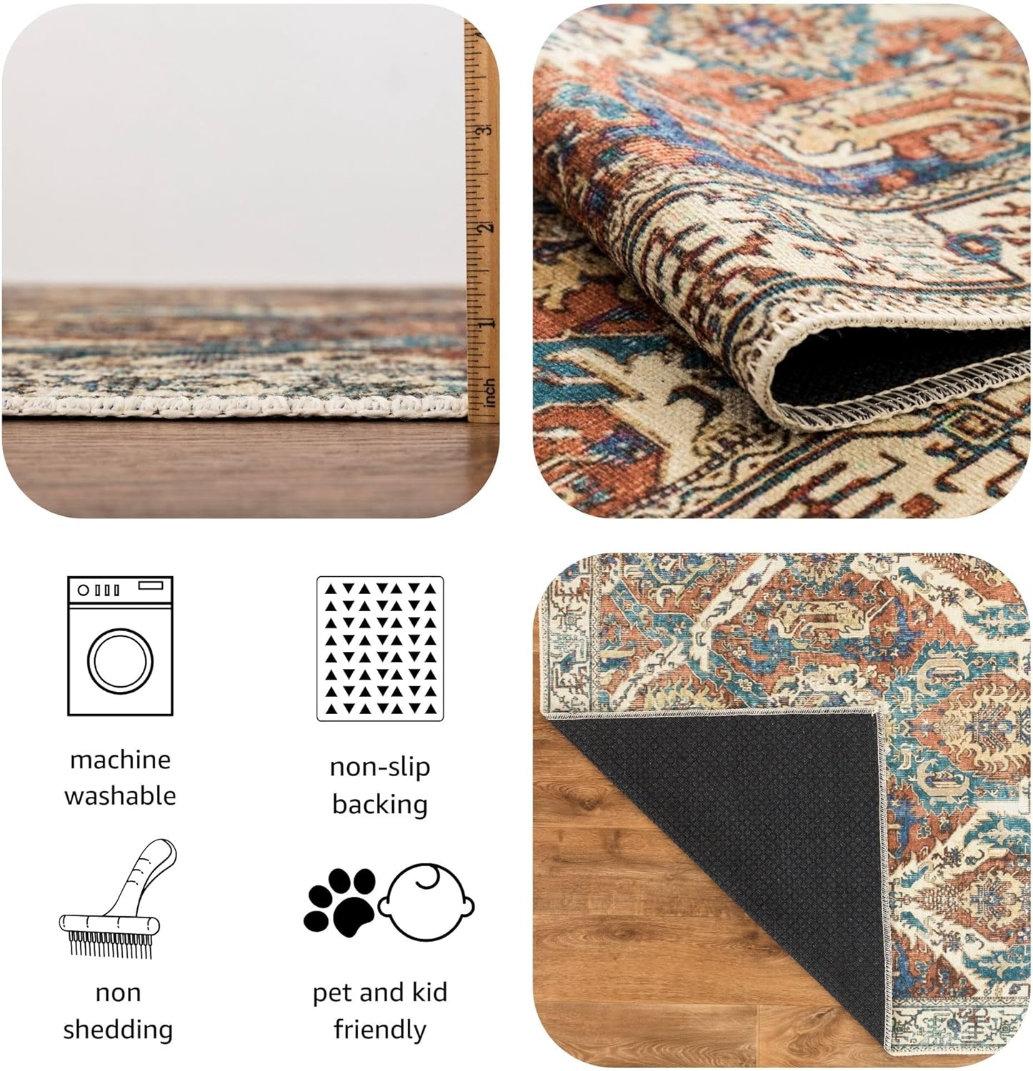 Turkish Floral Brown Blue Living Room  Kitchen and Bedroom
