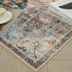 Turkish Blue Rug Non Slip Modern  Living Room Kitchen and Bedroom