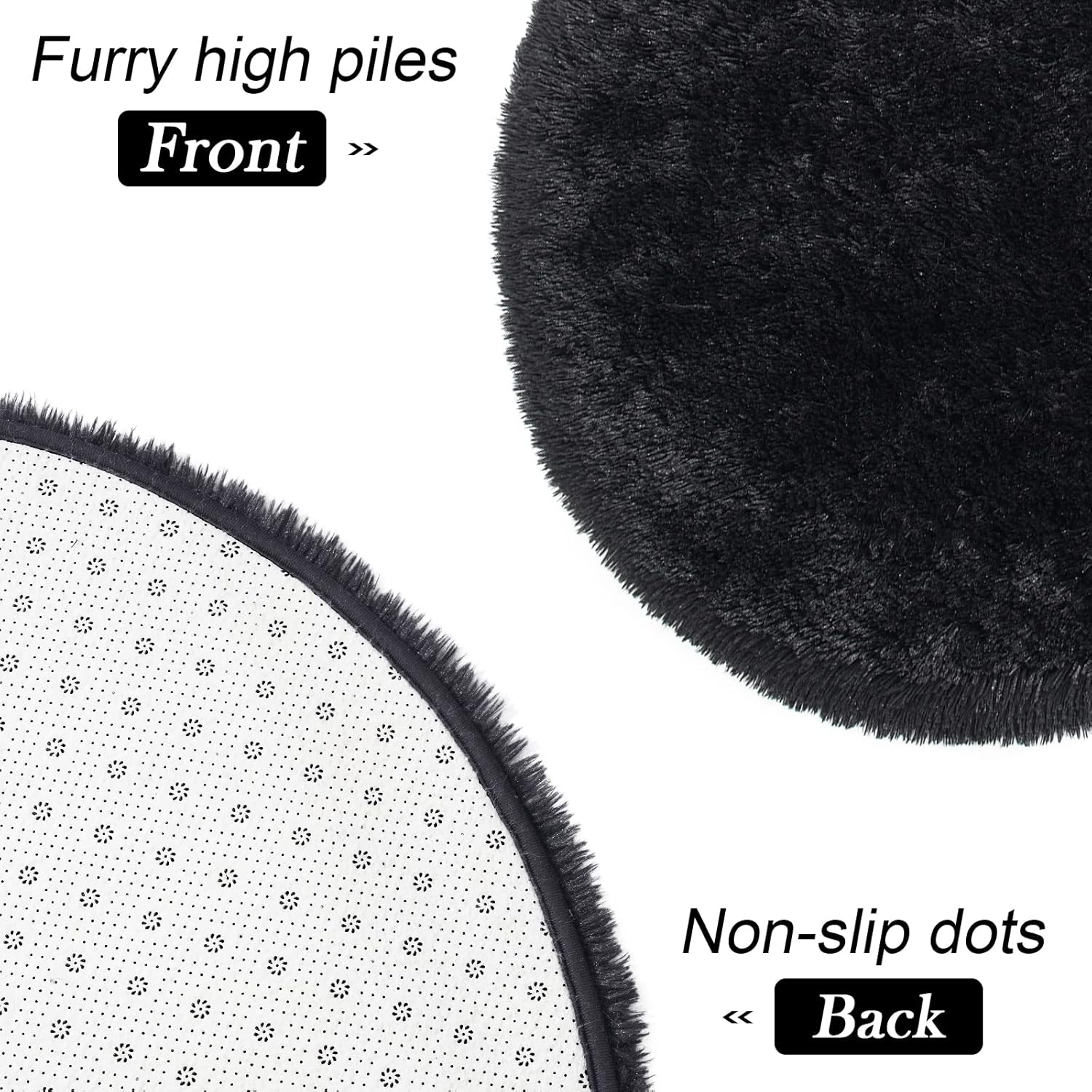 Oval Fluffy Rug Black 3x12