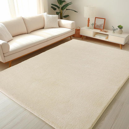 Shag Rug Extra Large Soft Fluffy Washable Area Rug Beige Cream