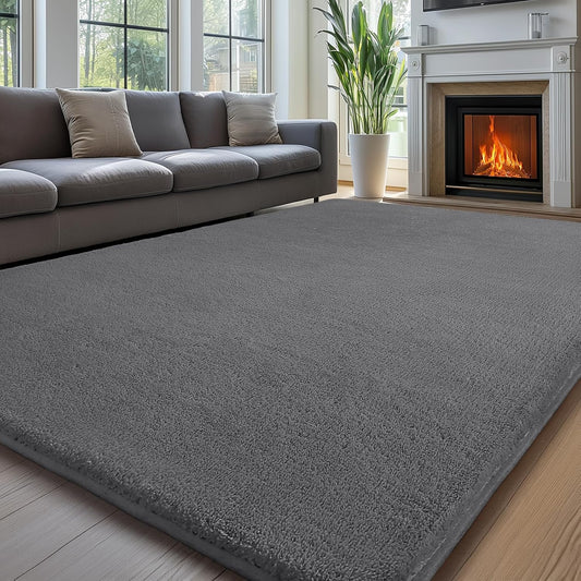 Shag Rug Extra Large Soft Fluffy Washable Area Rug Dark Grey