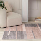 Artist  Collection Modern Geometric Rug Brown Grey Living Room Bedroom Dining Room Area Rug - brch-0098