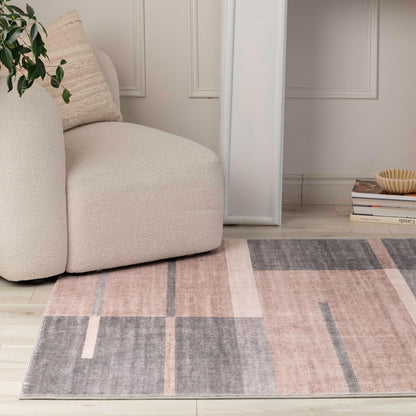Artist  Collection Modern Geometric Rug Brown Grey Living Room Bedroom Dining Room Area Rug - brch-0098